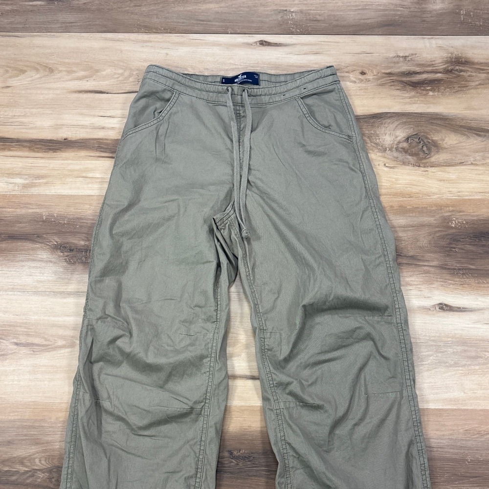 Hollister Parachute Pants Men Small Baggy Gorpcore Cotton Relaxed Olive Green - Picture 7 of 9
